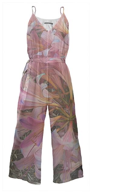 Pink Amaryllis Belladonna 2 Tie Jumpsuit