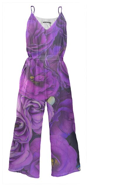 Purple Lisianthks Tie jumpsuit
