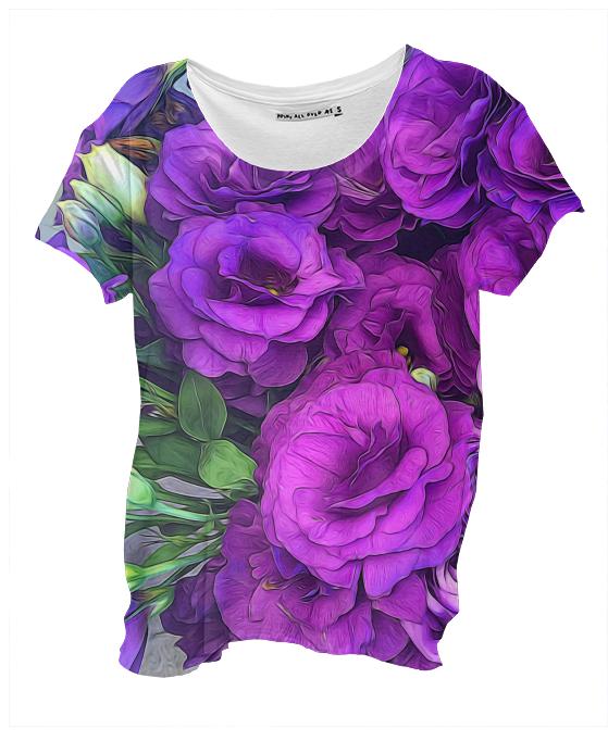 Purple Lisianthks Flowers Drape Shirt