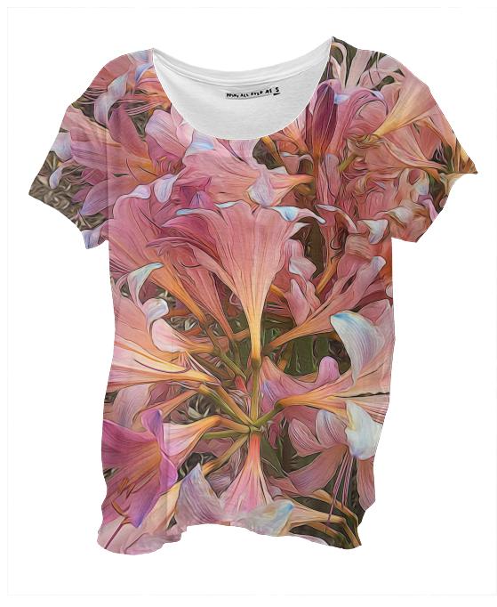 Pink Amaryllis Belladona Drape Shirt