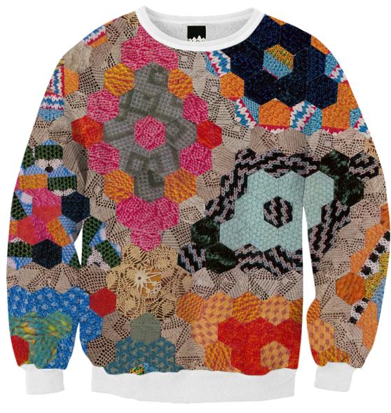 Patchwork collage quilting sweatshirt