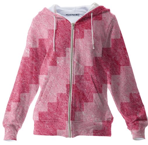 Pink Stripe Pixel Hoodie Zip