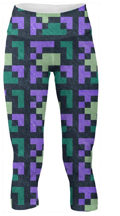 Green Violet Pixel Yoga Pants