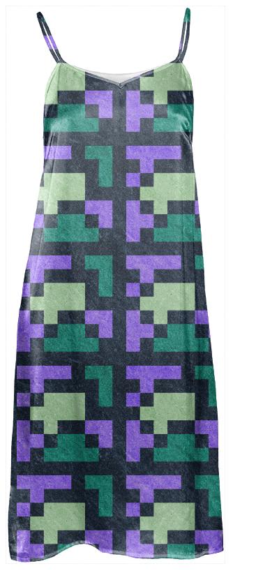 Green Violet Big Pixel Dress