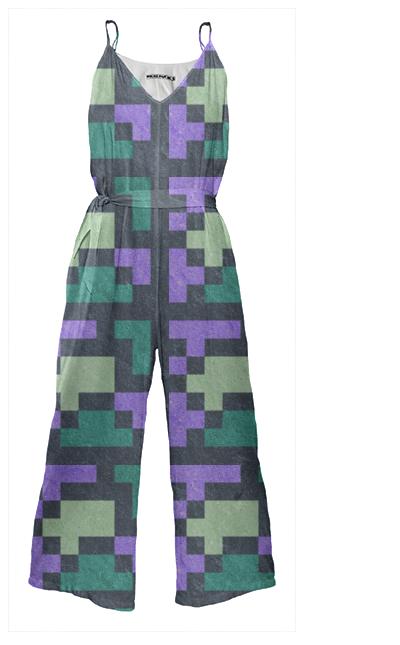 Green Violet Pixel Jumpsuit
