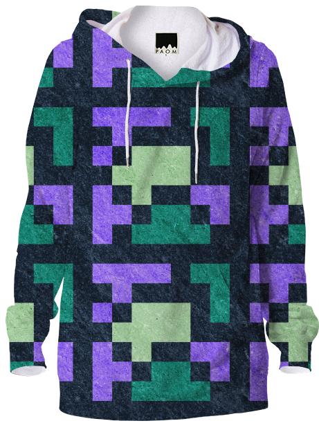 Green Violet Pixel Pullover Hoodie