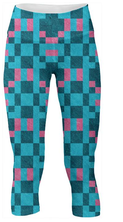 Teal Pink Pixel Yoga Pants