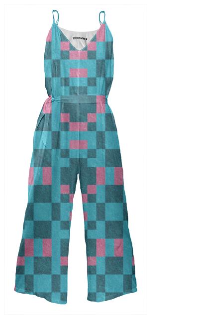 Teal Pink Pixel Jumpsuit