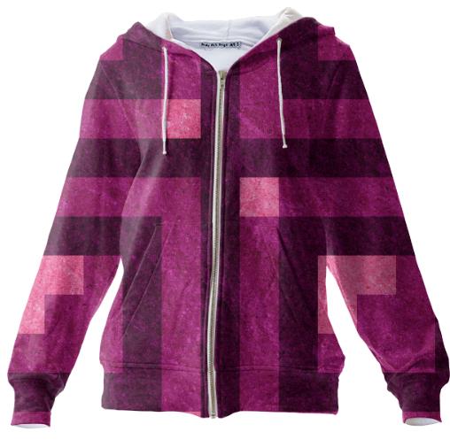 Magenta Pixel Blocks Zip Hoodie
