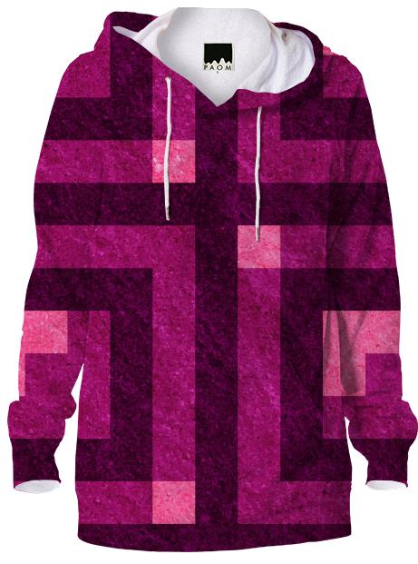 Magenta Pixel Block Pullover Hoodie