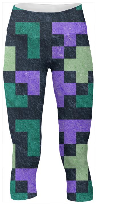 Violet Green Pixel Brick Yoga Pants