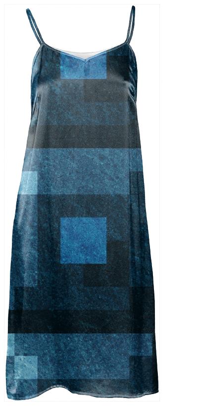 Blue Green Pixel Block Dress