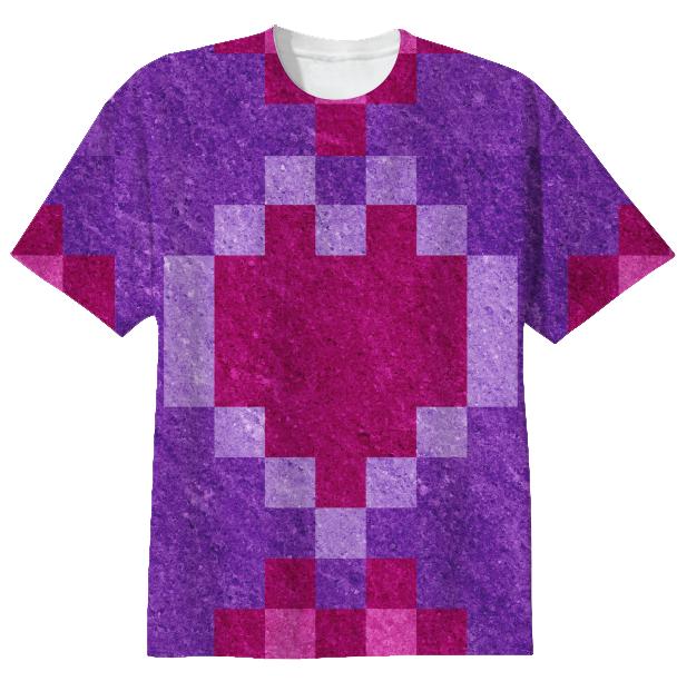 Pink Purple Pixel Heart Tshirt