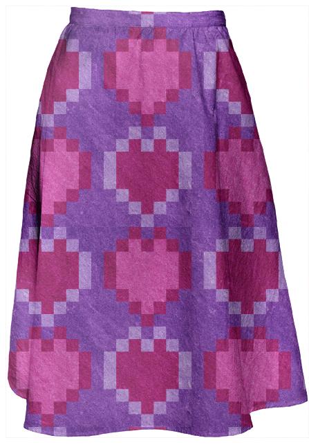 Pink Purple PIxel Heart Skirt
