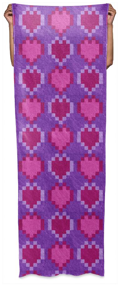 Pink Purple Pixel Heart Scarf