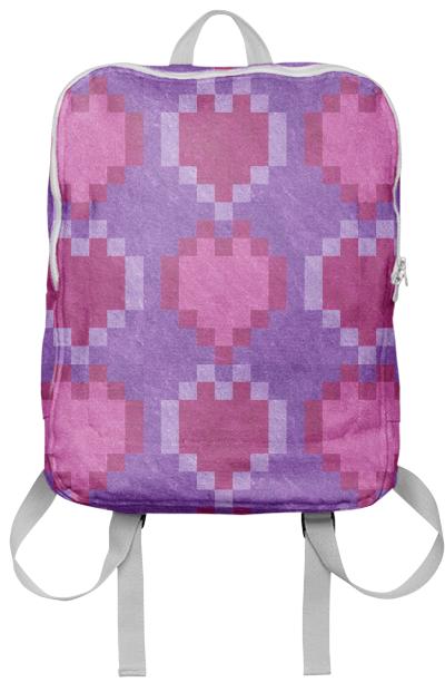 Pink Purple Pixel Heart Beackpack