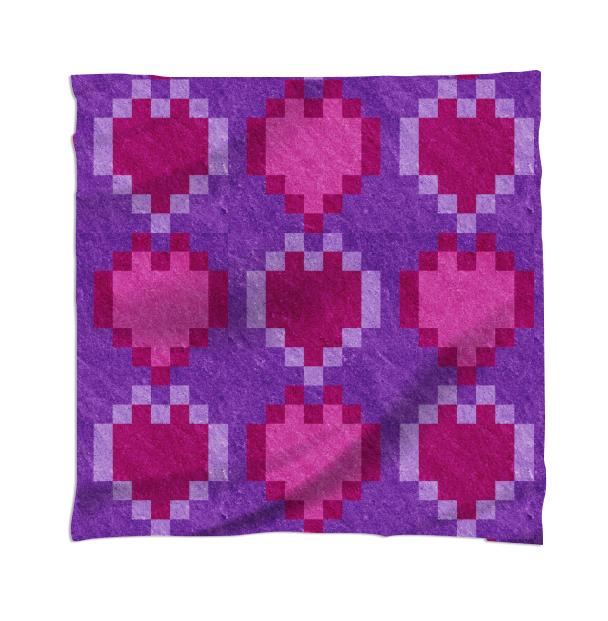 Pink Purple Pixel Heart Scarf