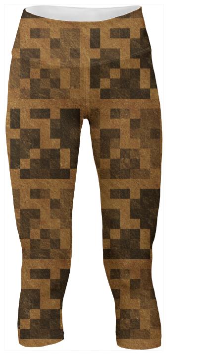 Wood Pixel Block Yoga Pants