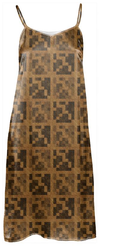 Wood Pixel Block Dress