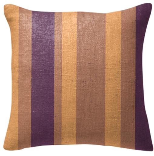 Asymmetrical Apricot and Purple Wide Stripes Throw Pillow