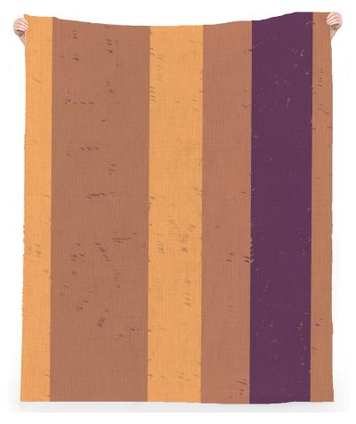 Random Wide Apricot Yellow and Purple Flecked Stripes Linen Beach Towel