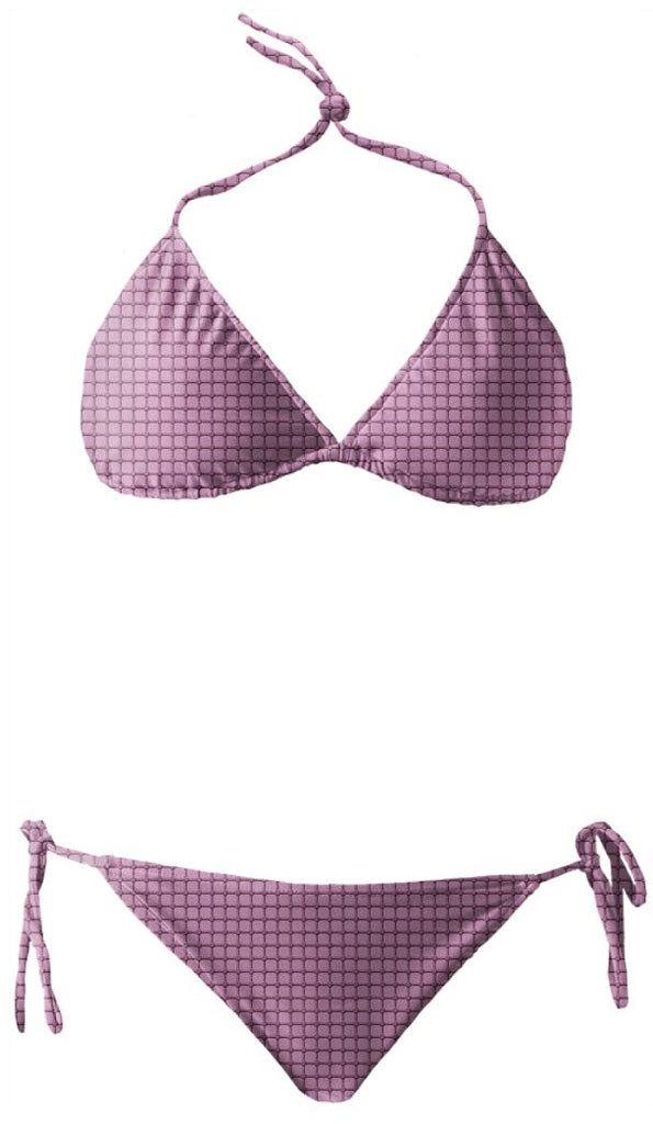 Industrial Chic Grid and Rivet Raspberry Pink Pattern Bikini
