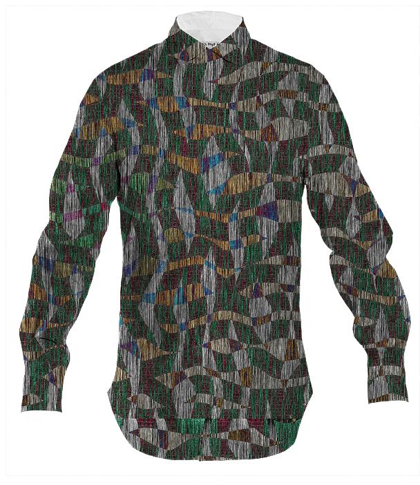 Abstract Wavy Mosaic Textured Men s Button Down Shirt