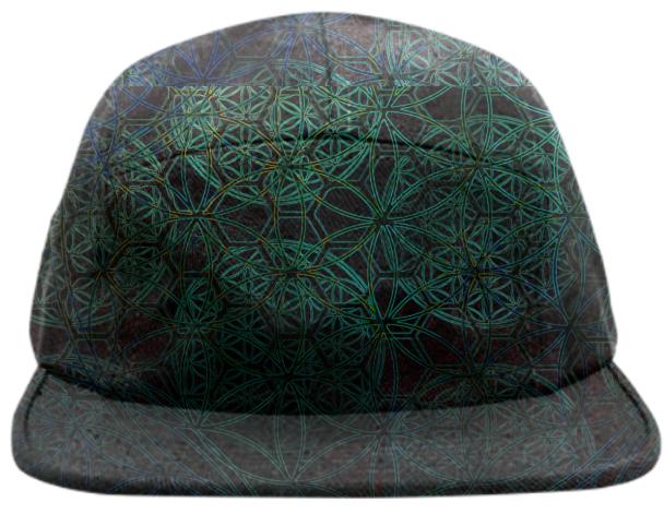 Bluegreen Flower of Life Hexagons Hat