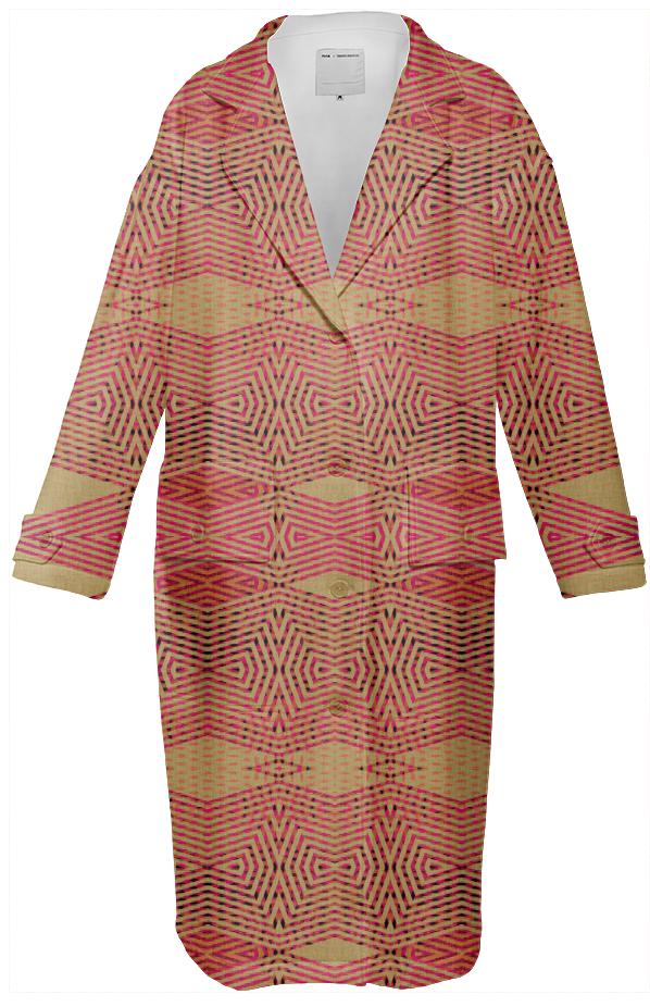 Pink Beige Diamond Neoprene Trench