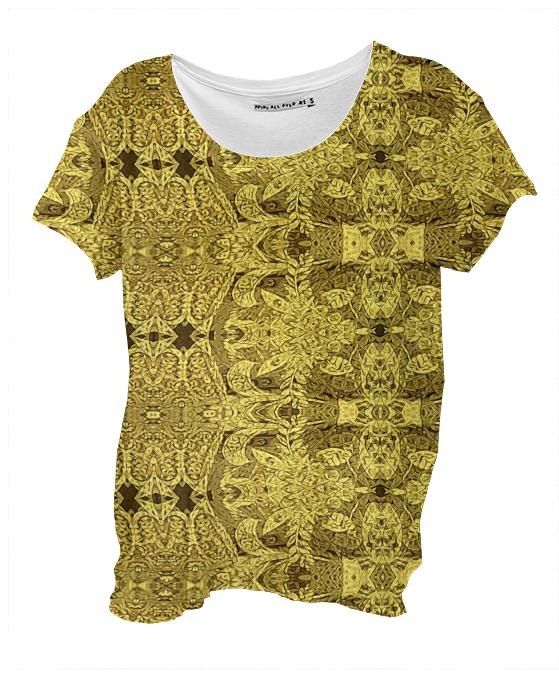 Golden straw drape shirt