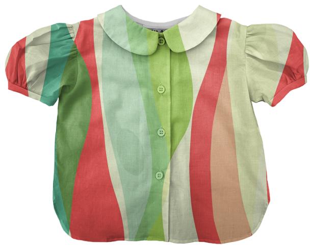Red Green Wavy Kids Blouse