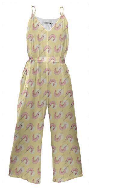 The Happy Prawn Tie Waist Jumpsuit Yellow