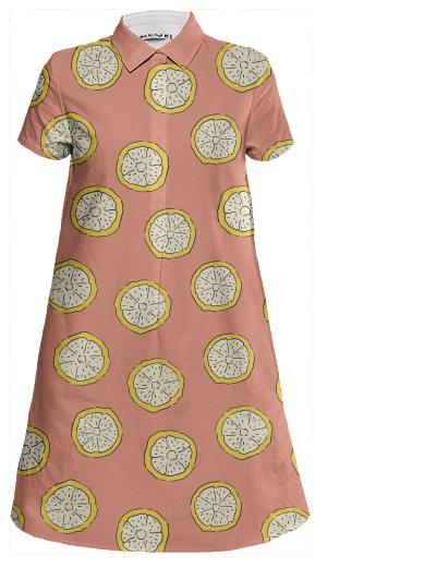 Coral Citrus Mini Shirt Dress