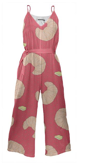 Pastry Party Tie Waist Jumpsuit Strawberry