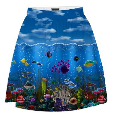 Underwater Love Flared Summer Skirt