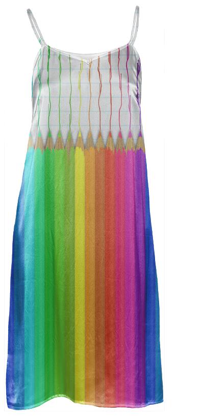 Melting Rainbow Pencils Slip Dress
