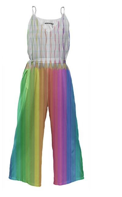 Melting Rainbow Pencils Tie Waist Jumpsuit