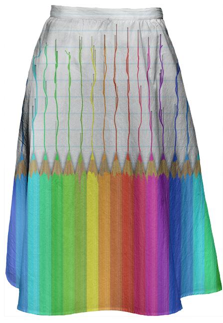 Melting Rainbow Pencils Midi Skirt