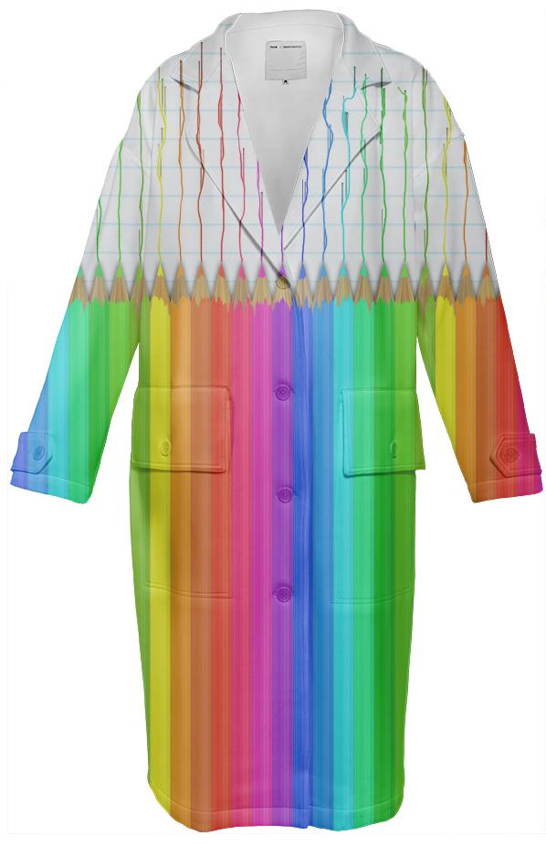 Melting Rainbow Pencils Neoprene Trench