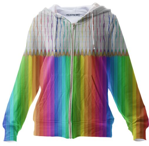 Melting Rainbow Pencils Zip Up Hoodie