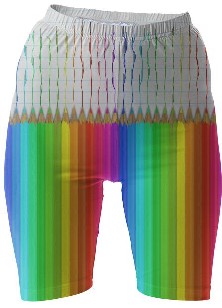 Melting Rainbow Pencils Bike Shorts