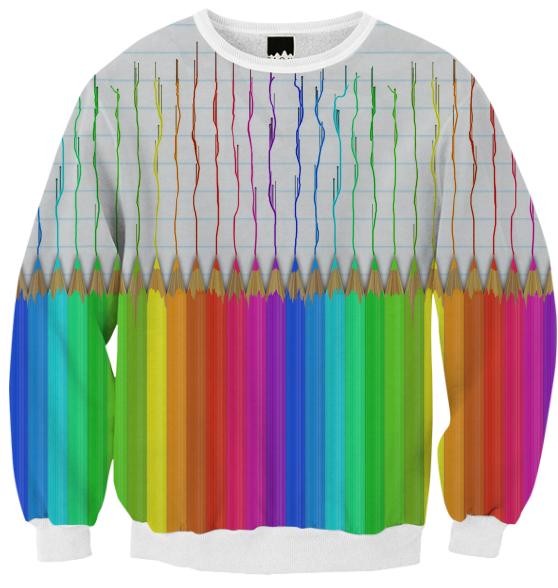 Melting Rainbow Pencils Ribbed Sweatshirt