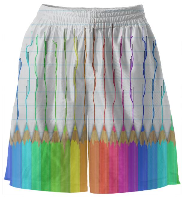 Melting Rainbow Pencils Basketball Shorts