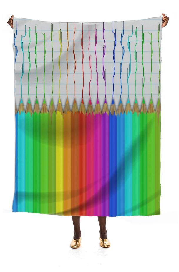 Melting Rainbow Pencils Silk Scarf