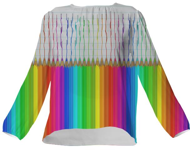 Melting Rainbow Pencils Silk Top