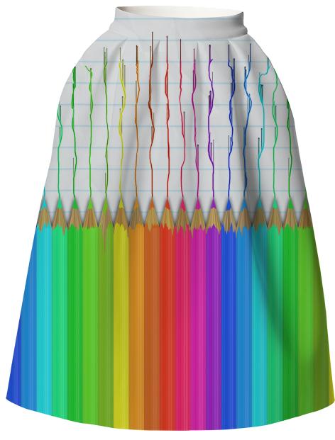 Melting Rainbow Pencils Neoprene Full Skirt