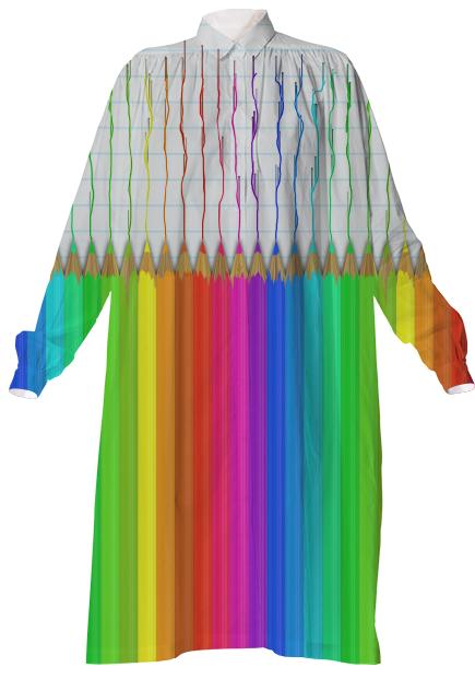 Melting Rainbow Pencils Shirtdress