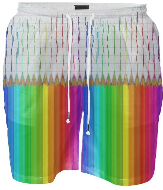 Melting Rainbow Pencils Swim Shorts