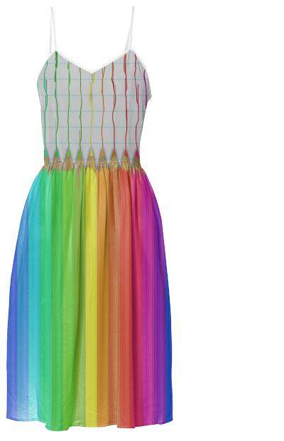 Melting Rainbow Pencils Summer Dress