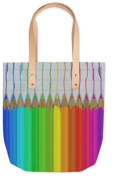 Melting Rainbow Pencils Summer Tote